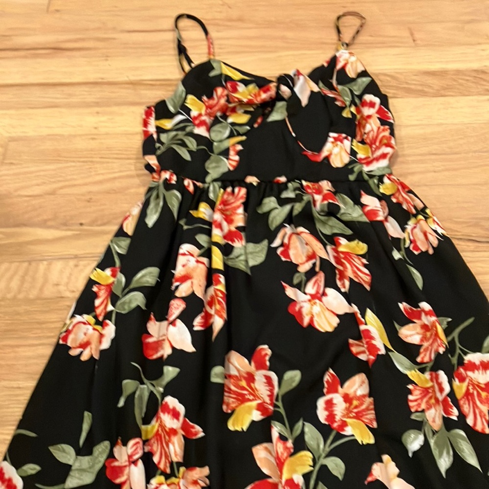 Elegant Black Dress with Floral Design